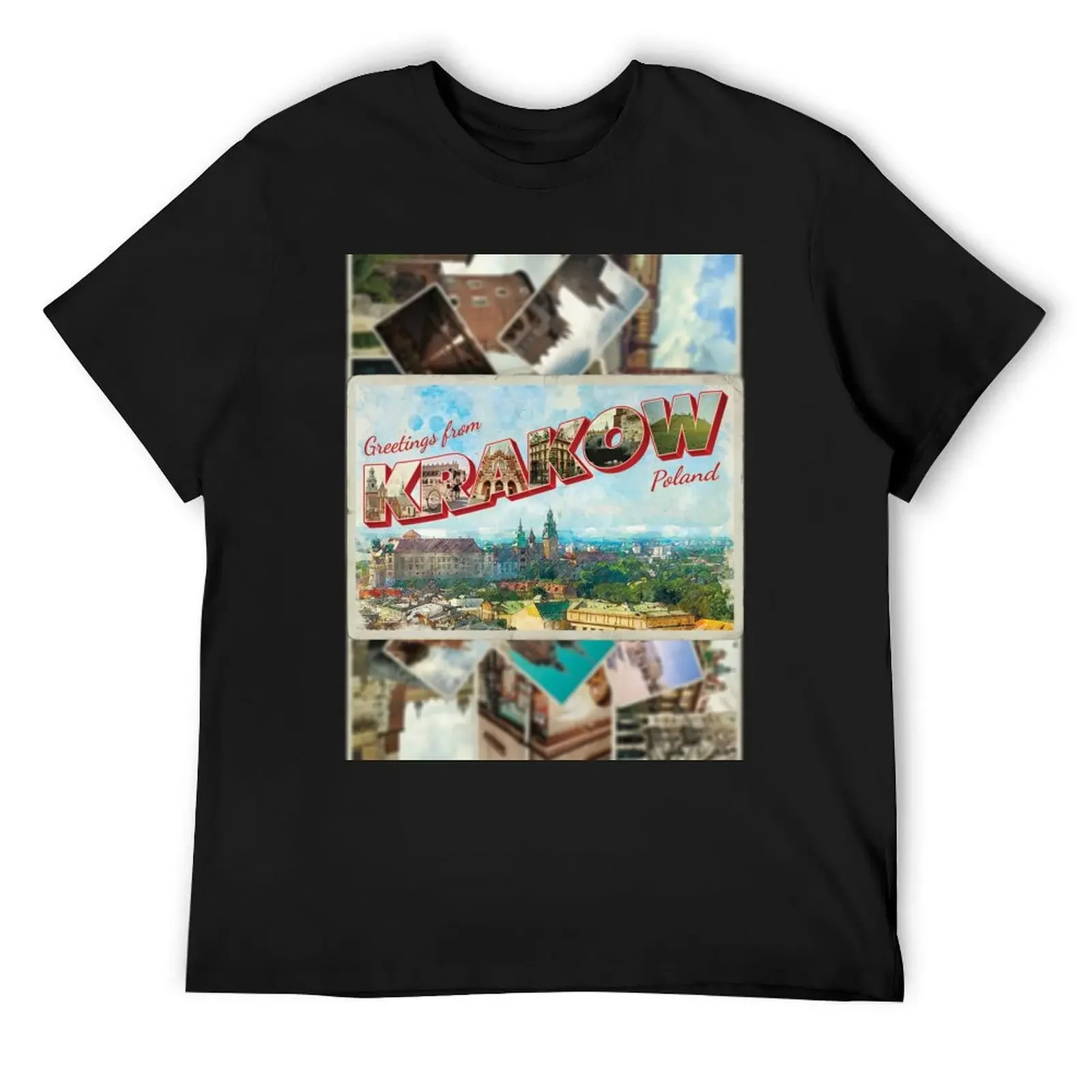 Saludos de Cracovia en Polonia, camiseta de recuerdo retro de estilo Vintage, camiseta gráfica, ropa de calle, camisas de anime para hombres