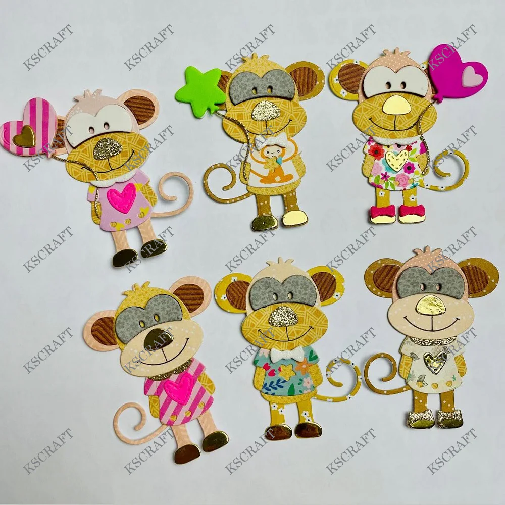 KSCRAFT  Cute Monkey Cutting Dies Stencils for DIY Scrapbooking Decorative Embossing DIY Paper Cards