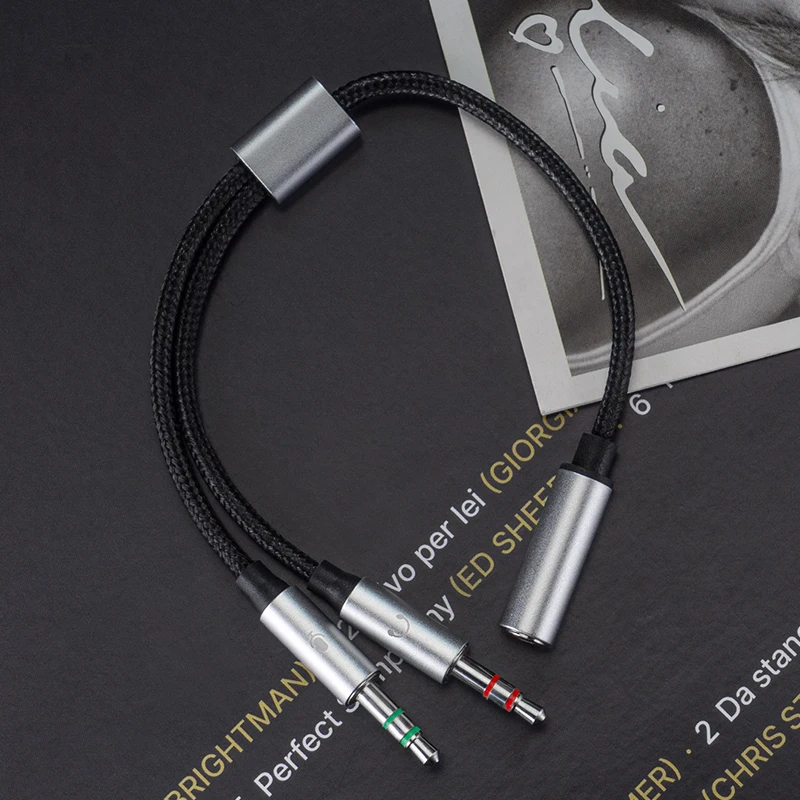 WHIZZER YC-01 Audio Splitter 3.5mm Cable Support Microphone and Audio for PC
