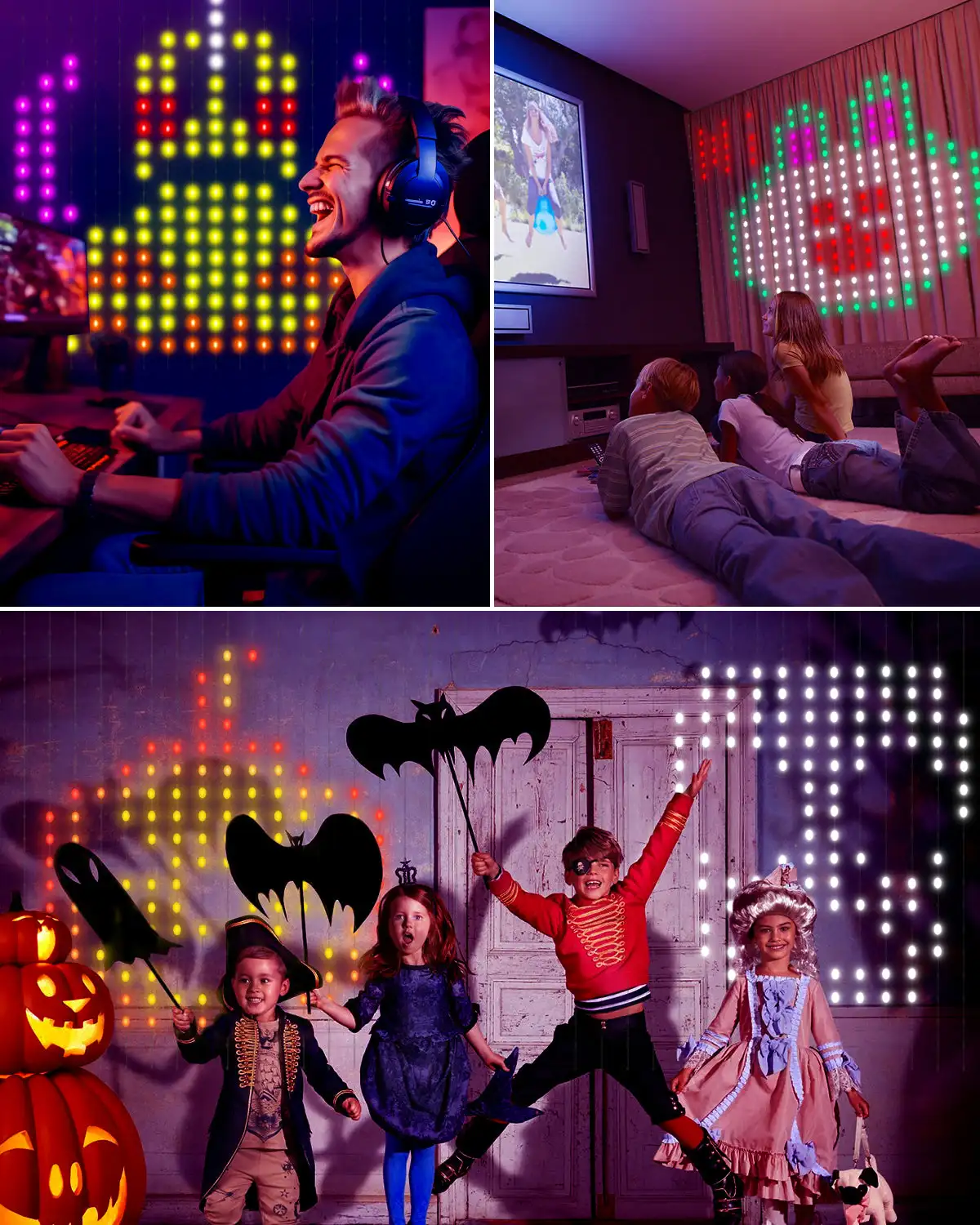 Luzes de cortina inteligentes usb, 63 polegadas x 63 polegadas (1.6m x 1.6m) 256 led app programável mudança de cor luzes da janela, sincronização de música, diy