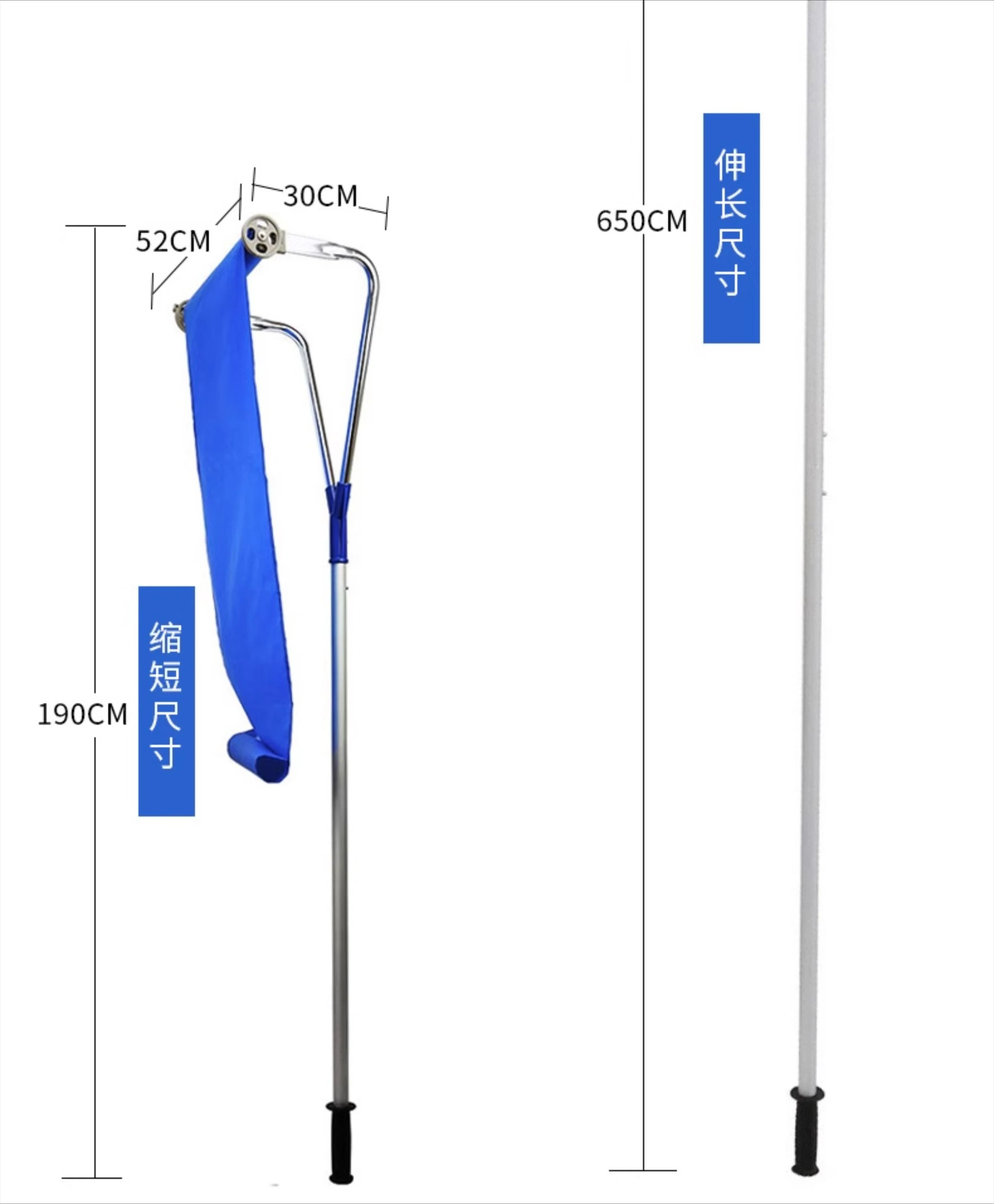 6.1 Meter Snow Scraper Lightweight Wheeled Roof Snow Rake Adjustable Handle Roof Snow Removal