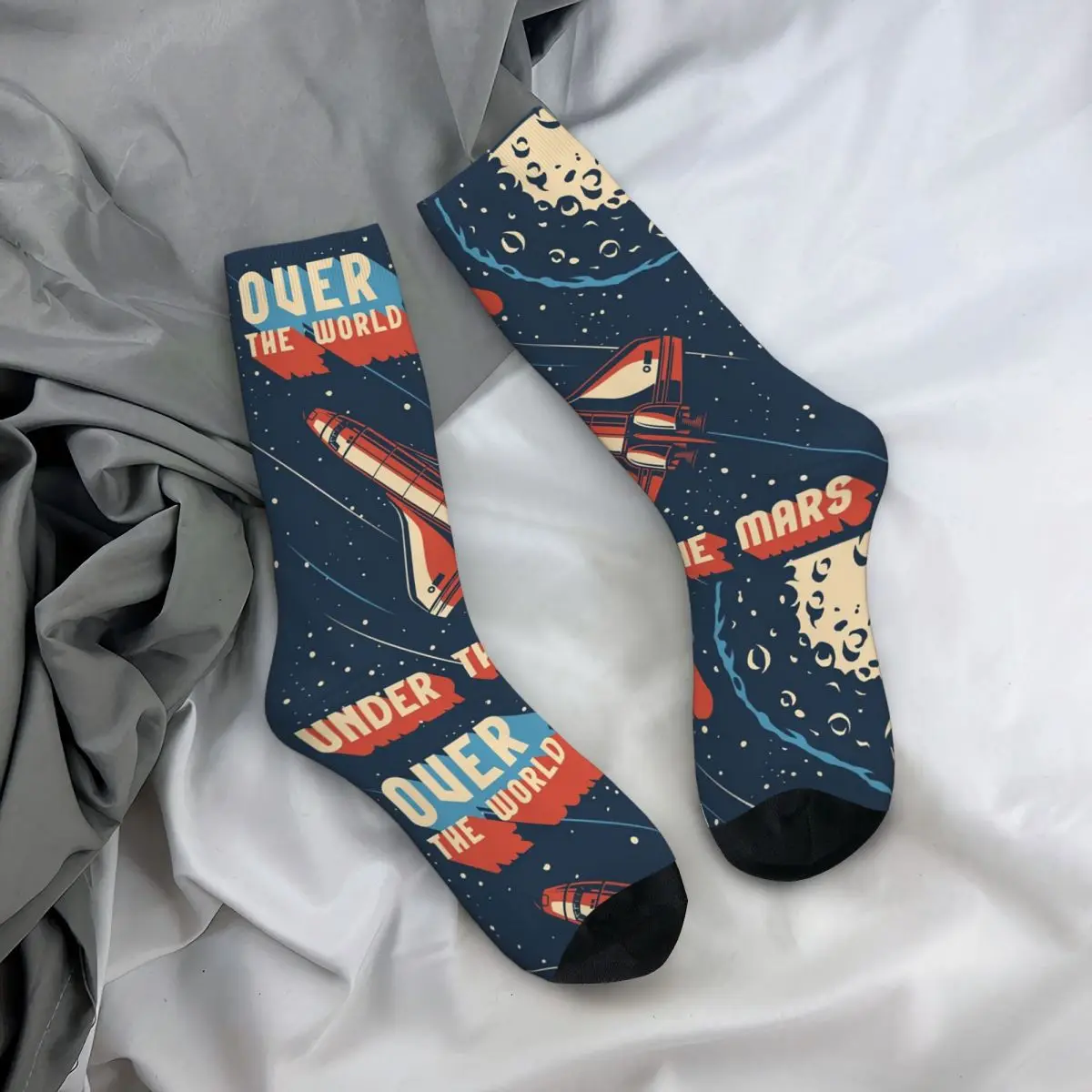 

Over The World Under The Mars Socks Harajuku High Quality Stockings All Season Long Socks Accessories for Unisex Christmas Gifts