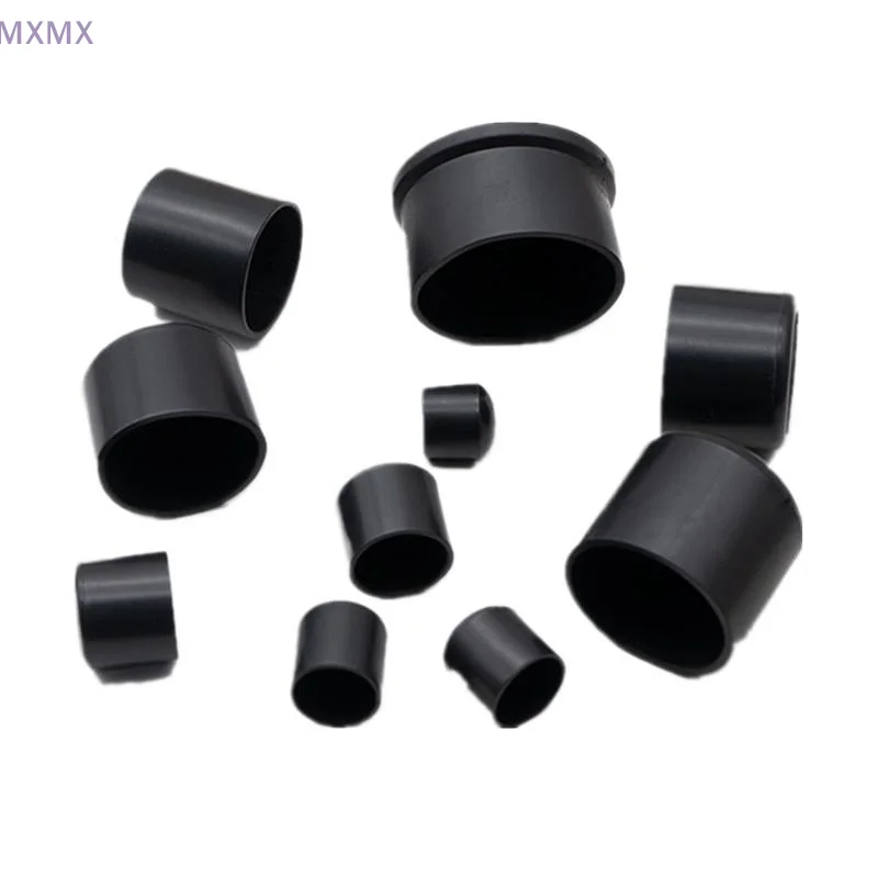قبعات نهاية أنابيب الصلب المستديرة الأسود PVC عدم الانزلاق وسادة الجدول كرسي قدم الطابق حامي أرجل قطع الأثاث غطاء