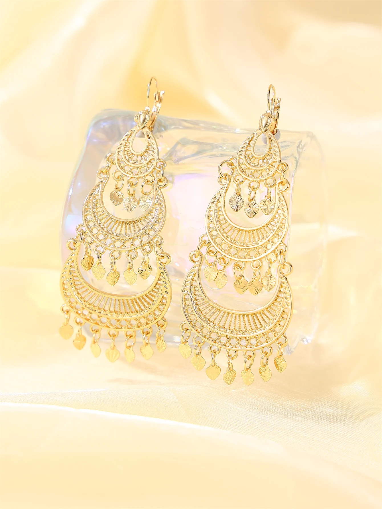 Algerian bridal alloy long earrings elegant ladies' earrings French popular earrings suitable for weddings banquets  festivals