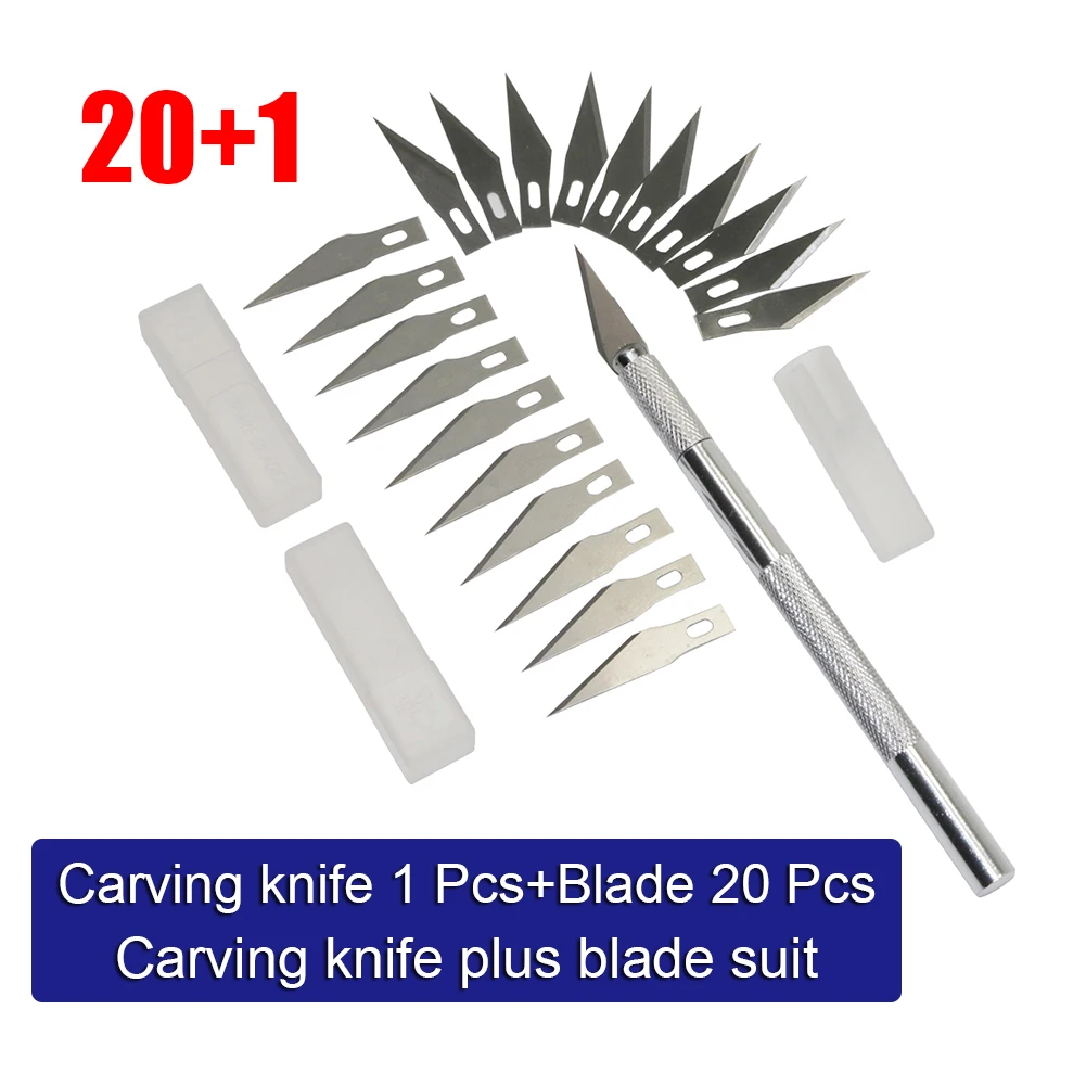 Schnitzmesser, 1 Stück plus Klinge, 20 Stück, Papierschneider, Filmschneider für Mobiltelefone, Modellmontagewerkzeug, Schnitzmesser mit