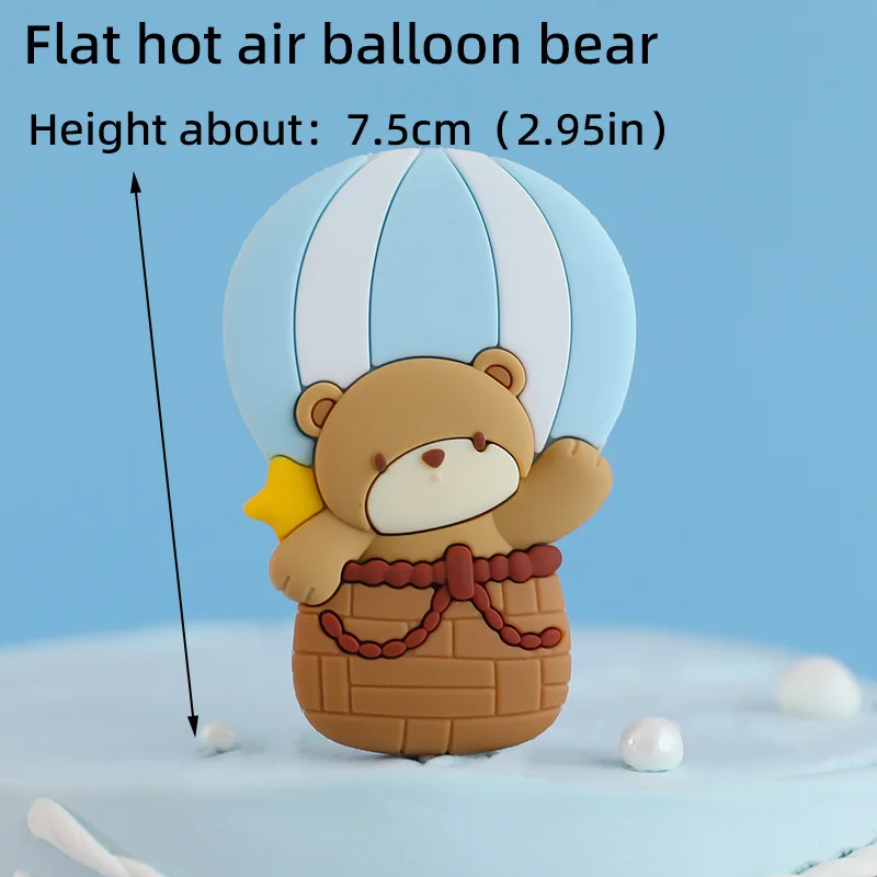 Pilot-Bären-Kuchendekorationen: Bären fliegen das Flugzeug mit Wolken, Sternen und Leiter für Kinder, alles Gute zum Geburtstag, Babyparty-Dekorationsrequisiten – Detail 24