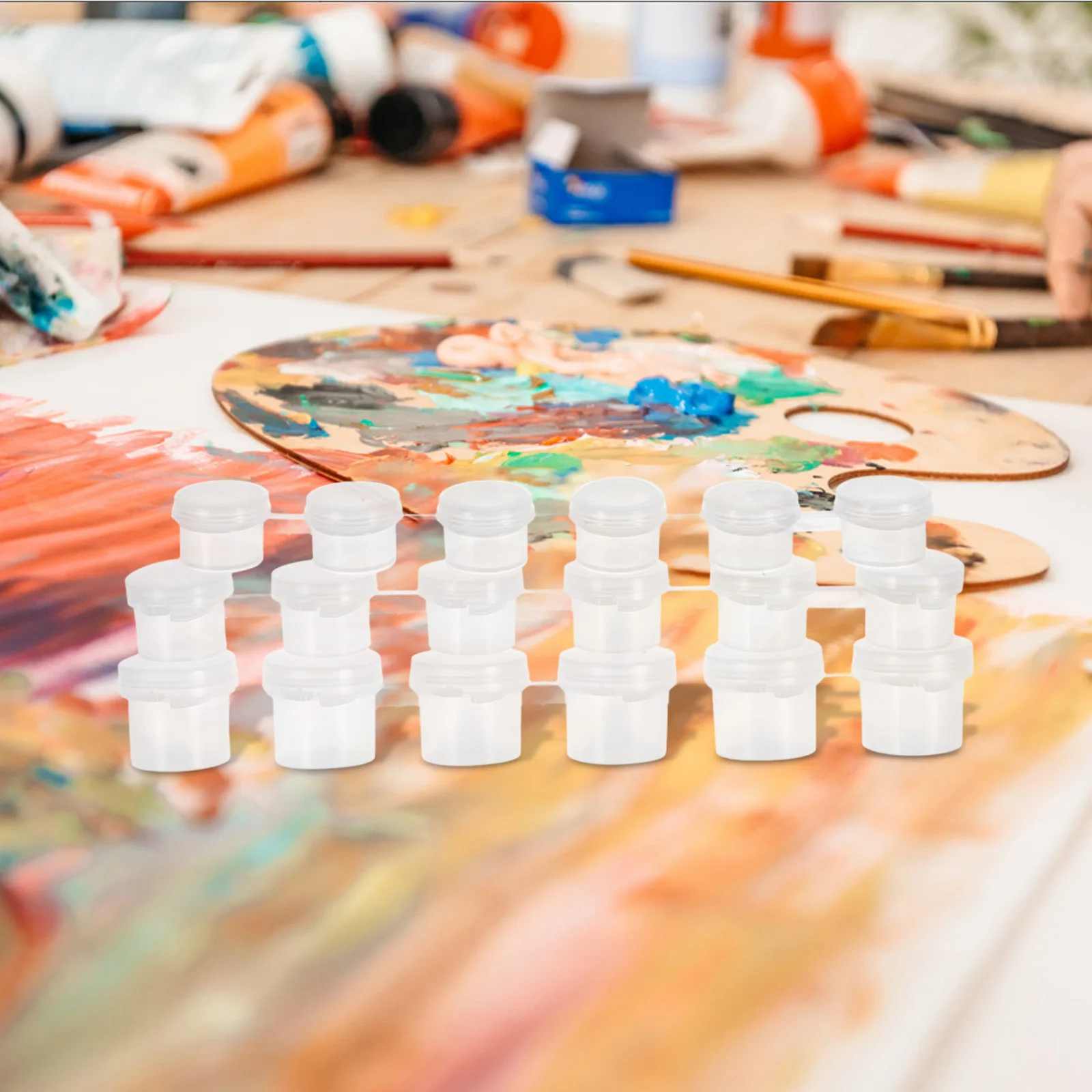 

30Pcs Paint Pots Transparent Mini Plastic Jars Empty Clear Case Sample Containers Refillable Travel Paint Cups