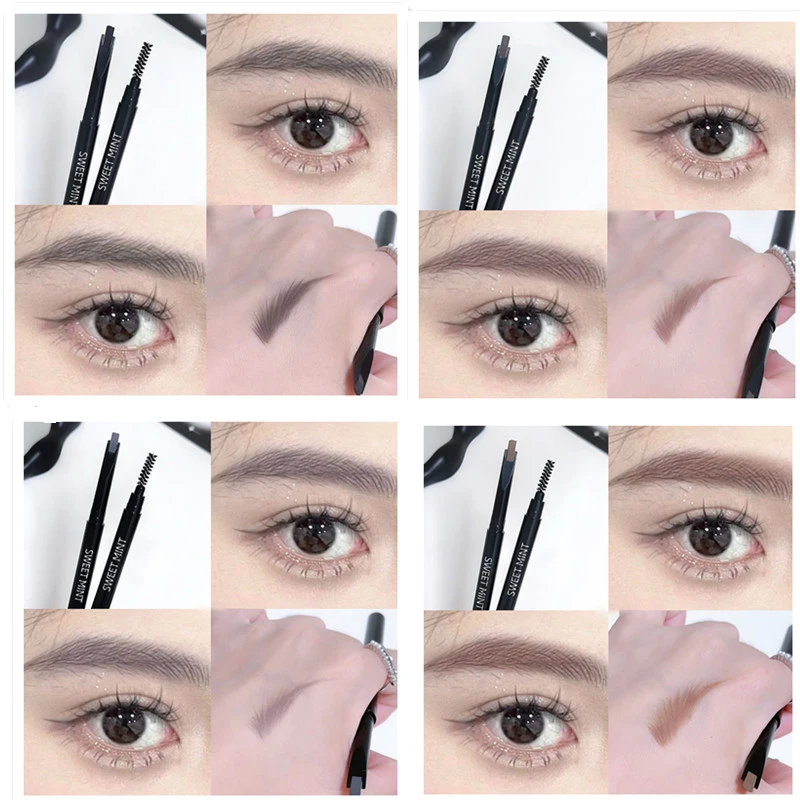 Crayon à sourcils Double tête 2 en 1, naturel, longue durée, imperméable, résistant à la sueur, maquillage pour les yeux, Kit cosmétique pour débutants