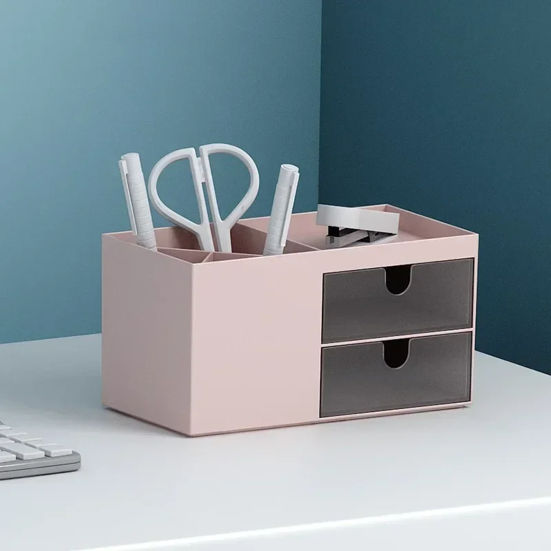 Imagem -04 - Grande Capacidade Pen Holder com Cosméticos Gaveta Lápis Caixa de Armazenamento Desktop Organizer Escola e Escritório Papelaria Cute Desk Acessórios