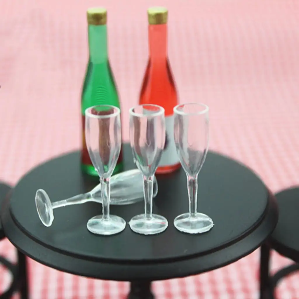 Set of 4pcs Cup Goblet Juice Glass for Dolls House Kitchen Table Decorations