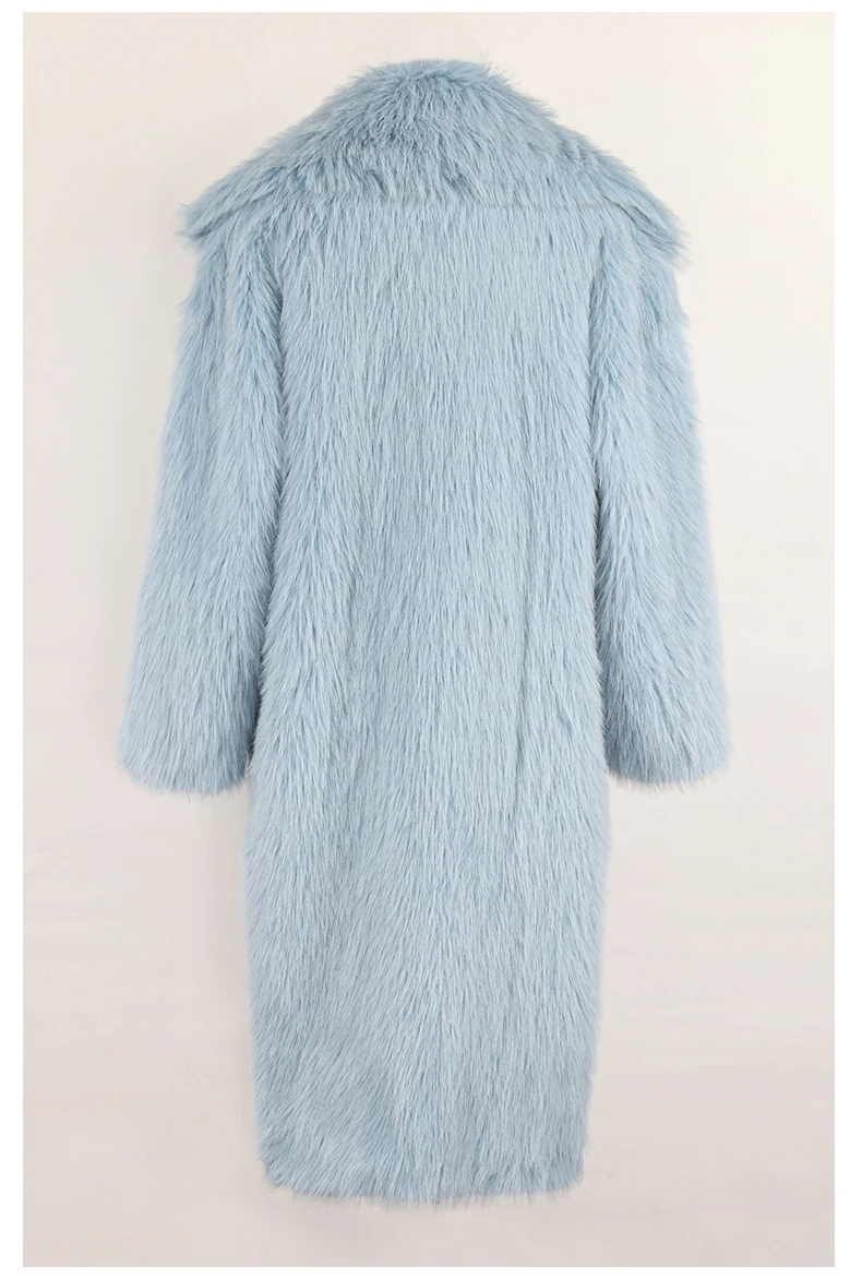 Lautaro Winter Long Oversized Pink Thick Warm Soft Shaggy Fluffy Faux Fur Coat Women Pockets Lapel Loose Sweet Cute Fashion 2022