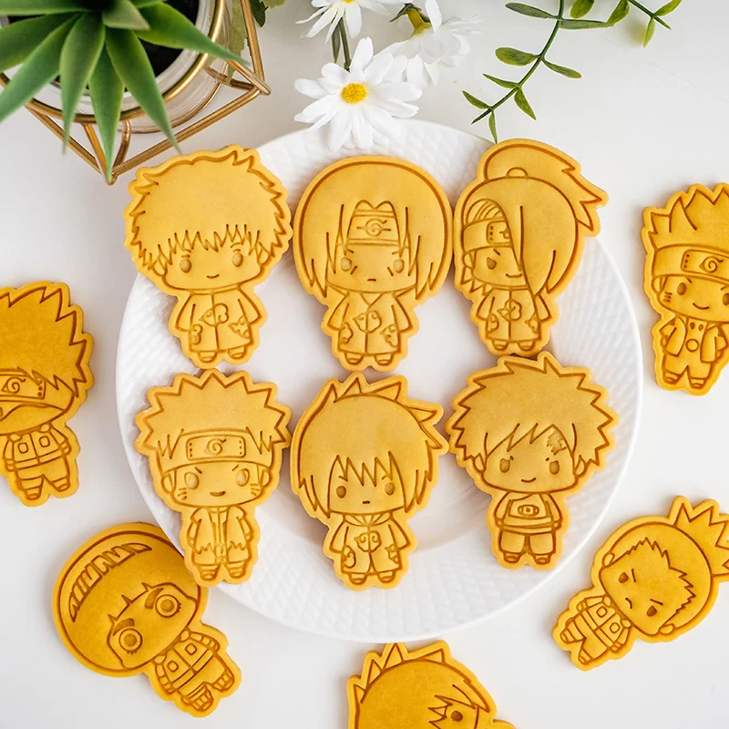 Naruto emporte-pièces Biscuit 3D Anime Sasuke plastique Sandwich Cutter cuisson moule outils Sakura cuisine ustensiles de cuisson accessoires