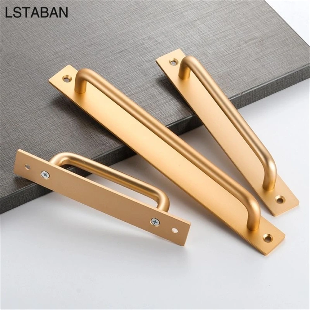 Aluminium Alloy Punch-free Furniture Cabinet Handle Sliding Barn Door Handle Pull And Flush Hardware Set Wood Door Drawer Handle