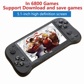 X50 5.1 inch screen 6800 in 1 games built-in support 10 emulators video game player retro classic handheld game console