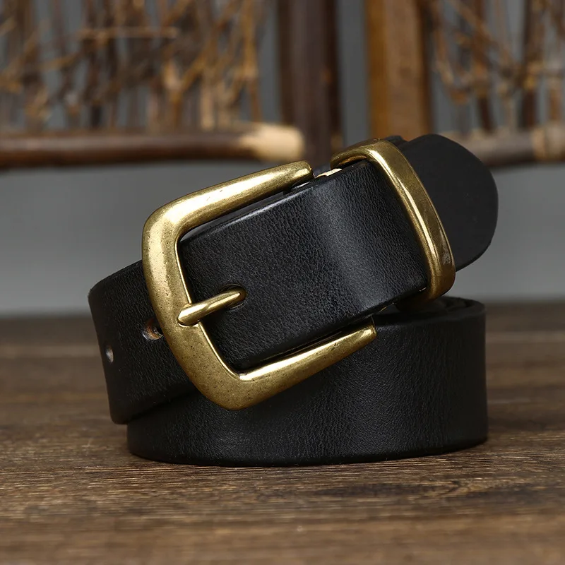 Vintage, simple and versatile top-layer vegetable-tanned cowhide pin-buckle men's genuine leather casual pants belt