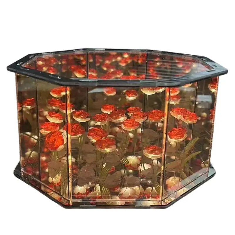 

Cube Night Light Music Flower LED Cube Lights Craft Kit Handmade Flower Lamp Music Box Artificial Flower LED Cube Lights Making