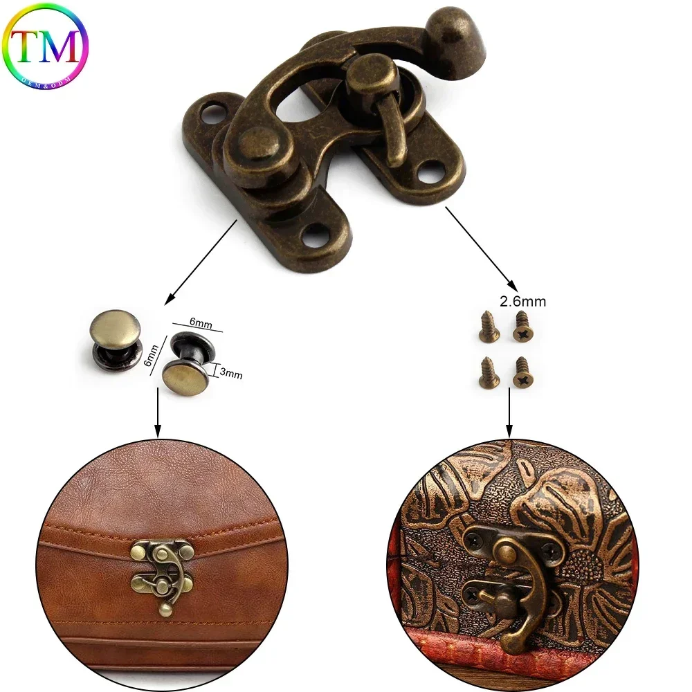 2-10-30PCS 44X37mm Toggle Latch Metal Hasp Hook Lock With Screw For Handbag Bags Chest Gift Wine Wooden Box Case Accessories