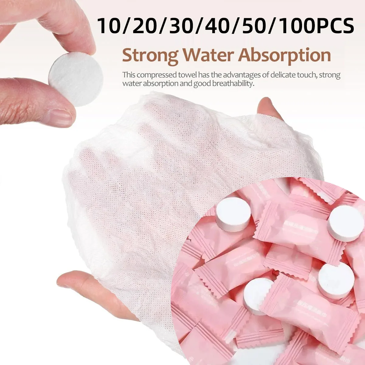 

10/100 шт. одноразовых сжатых полотенец в индивидуальной упаковке, мягкие и нежные для кожи, очищающие полотенца, незаменимые для путешествий на природе