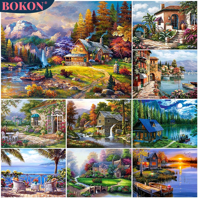 

5D Diamond Painting Garden Landscape Resin Diamond Mosaic Embroidery Cross Stitch Home Decoration Mural