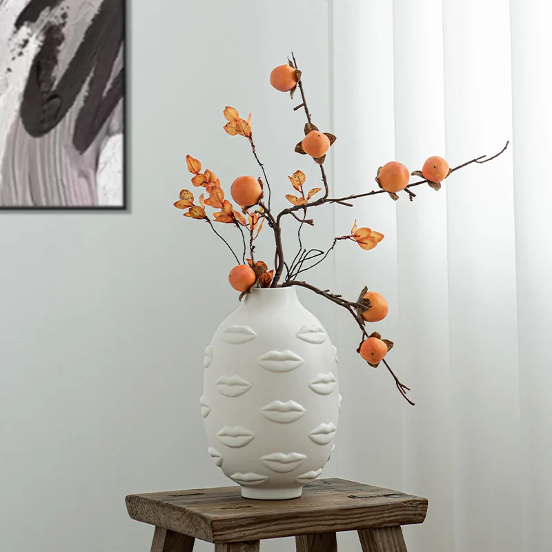 Jarrones de labios de arte en relieve 3D, jarrones de cerámica, macetas de flores faciales, arreglos florales, decoraciones de escritorio de oficina, decoración del hogar de sala de estar