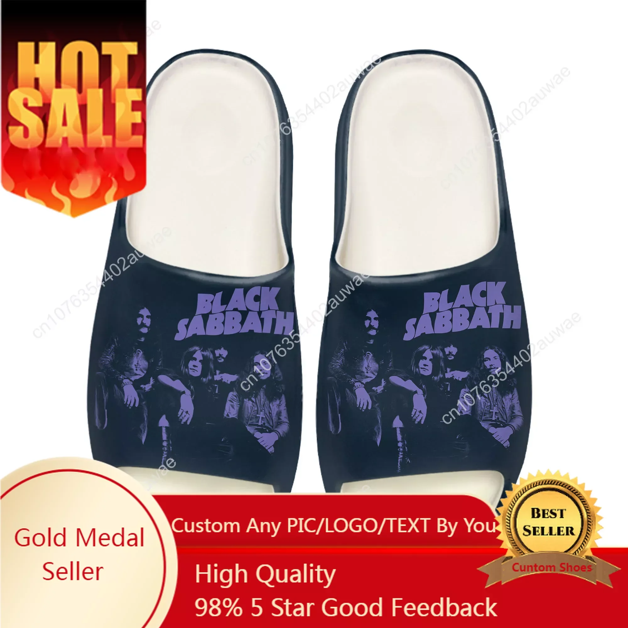 Schwarz Heavy Metal Band Sabbath weiche Sohle Slipers Home Clogs Schritt auf Wassers chuhe Herren Damen Teenager anpassen auf Shit Sandalen