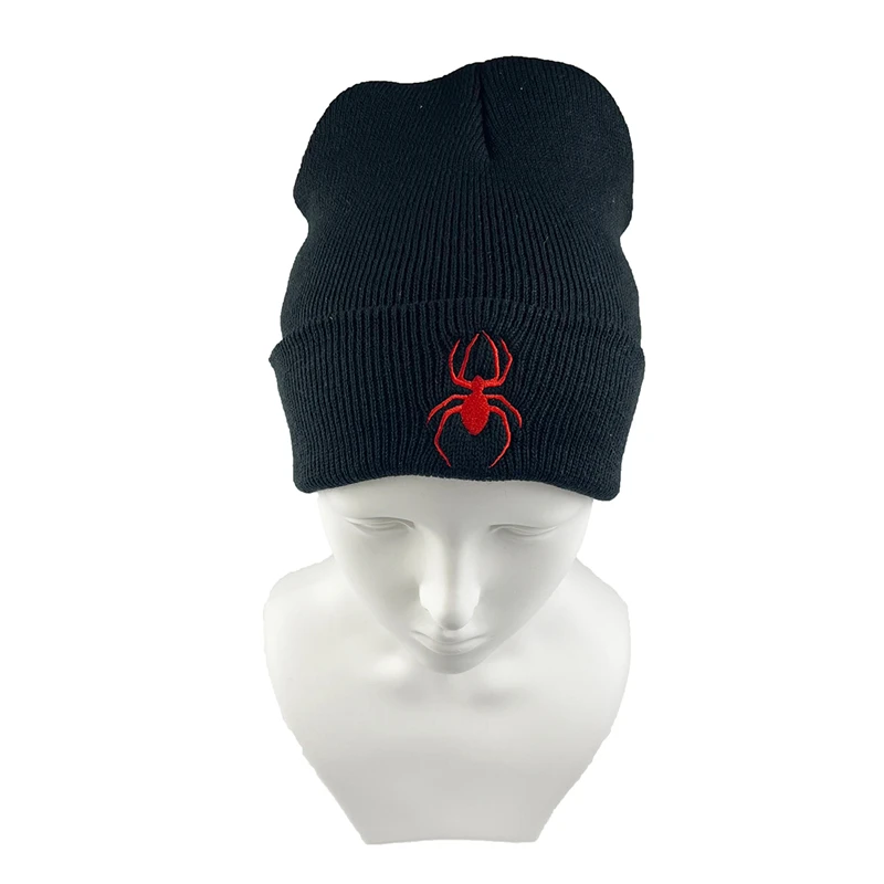 Fashion Spider Embroidery Beanies Knitted Hat Men Women Autumn Winter Wool Hat Cold Hat