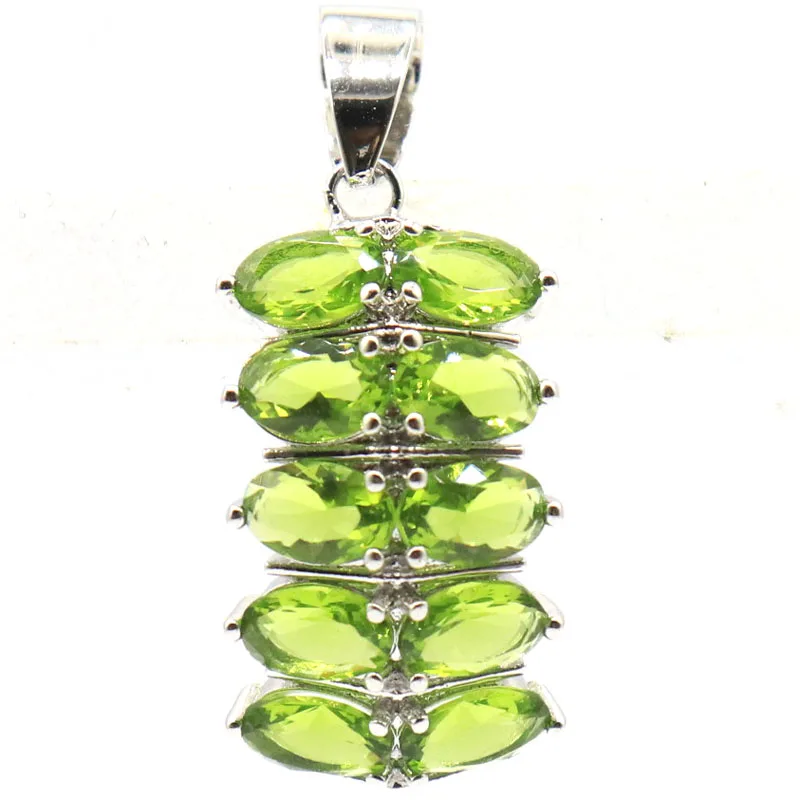 

32x13mm Fantastic Swiss Blue Topaz Green Peridot Woman's Gift Silver Pendant