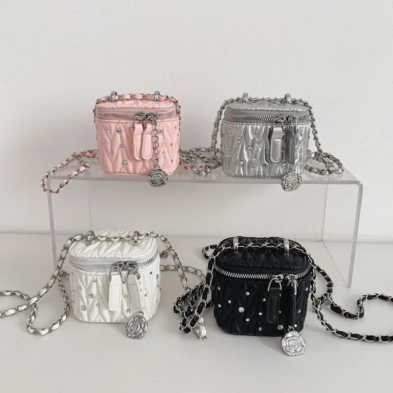 PU leather pleated rhinonuclear change box for women, mini lipstick storage, lightweight commuting crossbody small bag