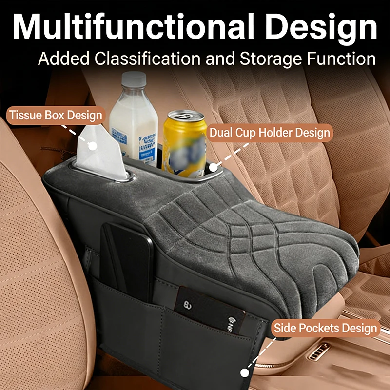 

Car Armrest Storage Comfortable Side Storage Car Accessories Heightened Center Protective Cover Car Seat Middle Storage Box