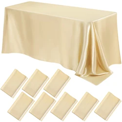 Rectangle Wedding Satin Large Tablecloth Bright Smooth Silk Table Cover Christmas Banquet Anniversary Dining Party Table Decor
