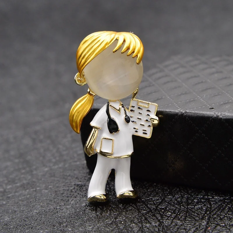 Fashion Opal Enamel Doctor Boys Girls Brooches Medical Brooch Pin Nurse Jewelry
