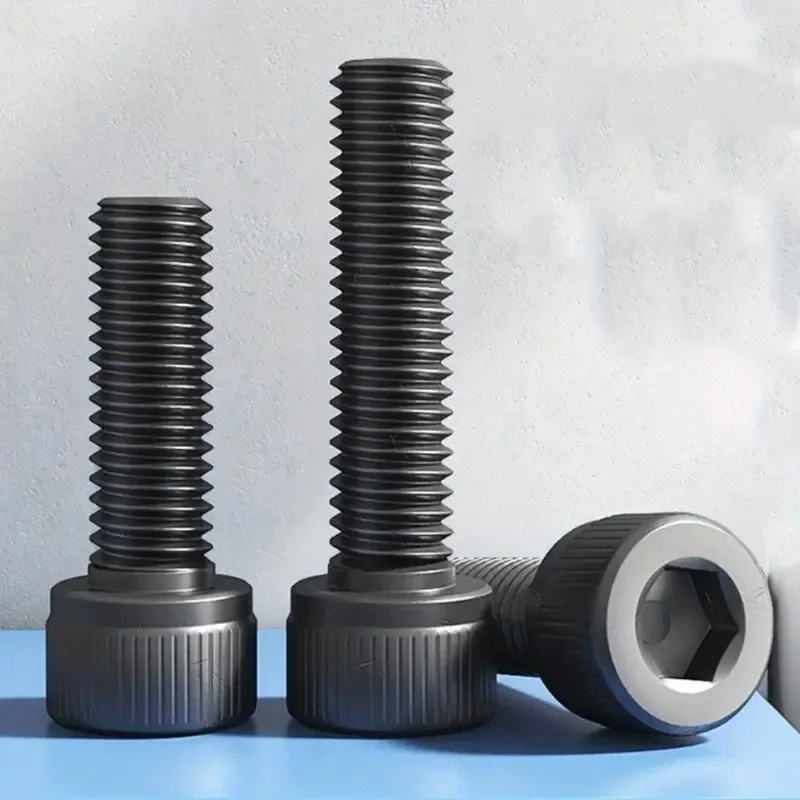 190pcs 12.9 Black Hex Socket Head Screws, Bolts, Nuts, Washers Set, M5 M6 Heavy Duty Fasteners for Industrial Use