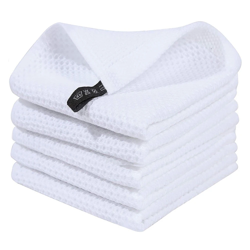 Absorbent Cotton Dishcloths and Kitchen Towels with Hanging Hook Waffle Weave Texture for Efficient Cleaning and Drying