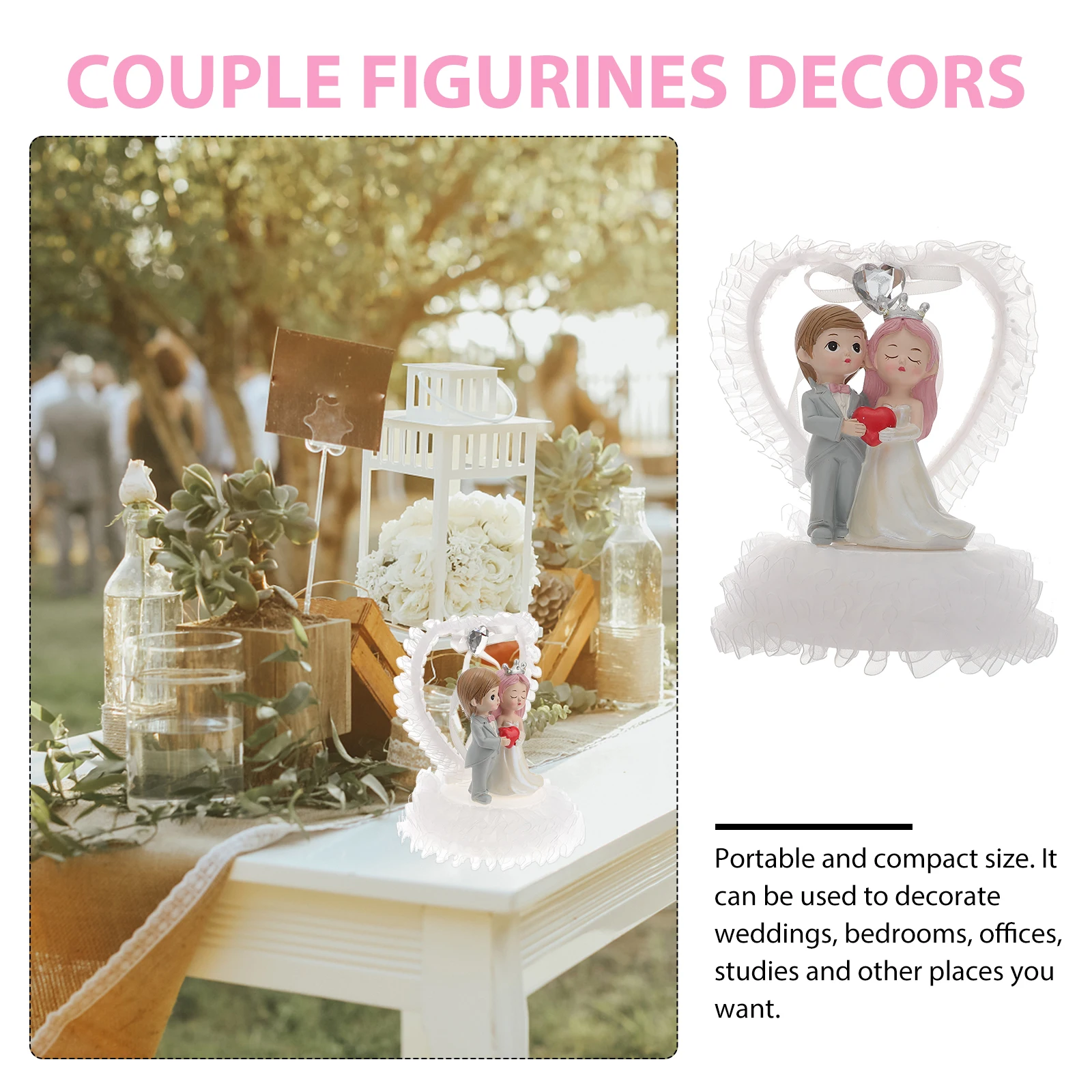 

Newlywed Couple Resin Wedding Cake Topper Decor Desktop Statue For Valentine'S Day Gift Wedding Party Photography Props