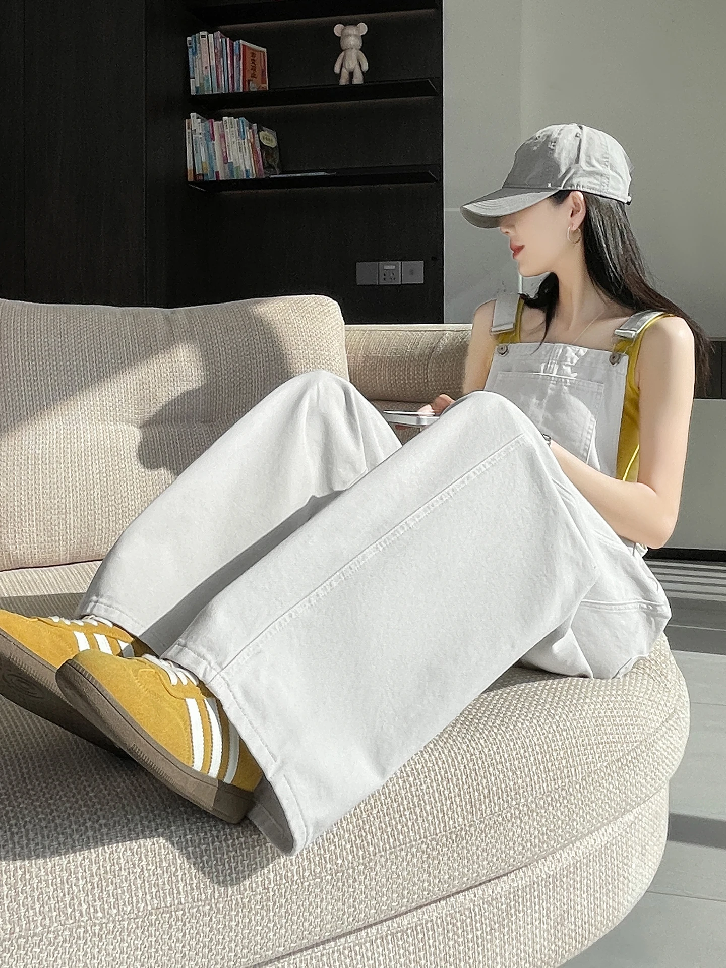 

Anti-Aging High Waist Wide Leg Denim Overalls Women's Loose Casual Straight Cut Jeans Spring Autumn New Sle Faionable