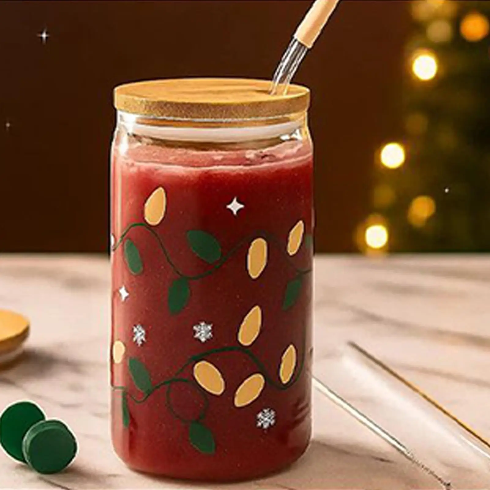 Wiederverwendbare Kaffeetasse aus Glas, Farbwechsel, Weihnachtstasse, farbwechselbare Tassen mit Deckel, Trinkbecher, Wasserflasche für Reisen, Party