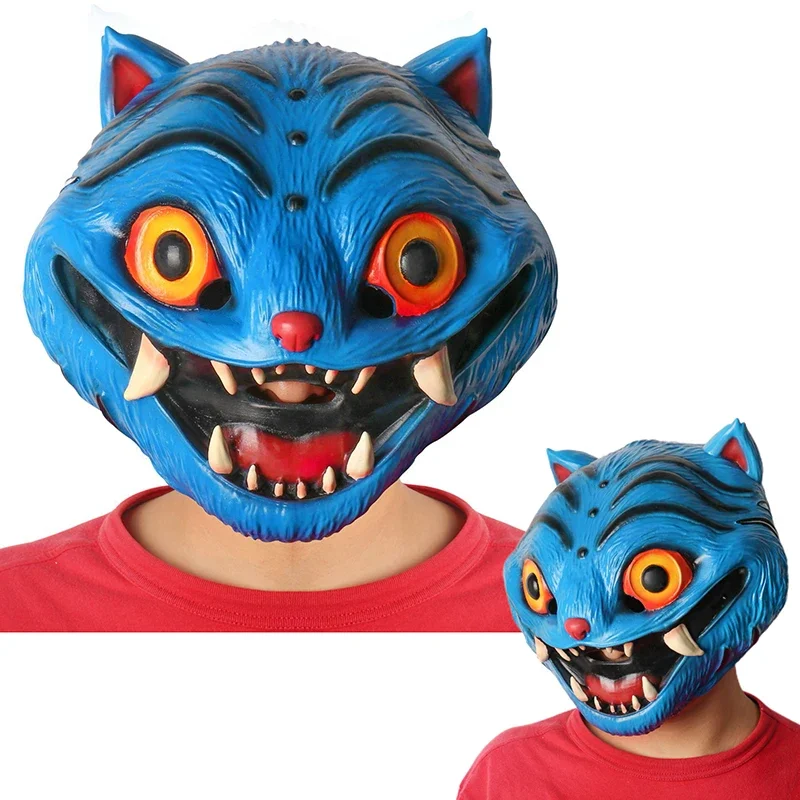 Anime Blue Tiger Latex Mask Halloween Gifts Horror Headgear Cosplay Costume Accessories Props Funny Masks For Adult Headgear