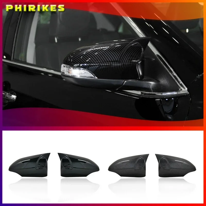 

Pair Black/Carbon Fiber Look Rearview Mirror Caps Car Door Wing Mirror Cover Replacement For Toyota Camry 2011-2017