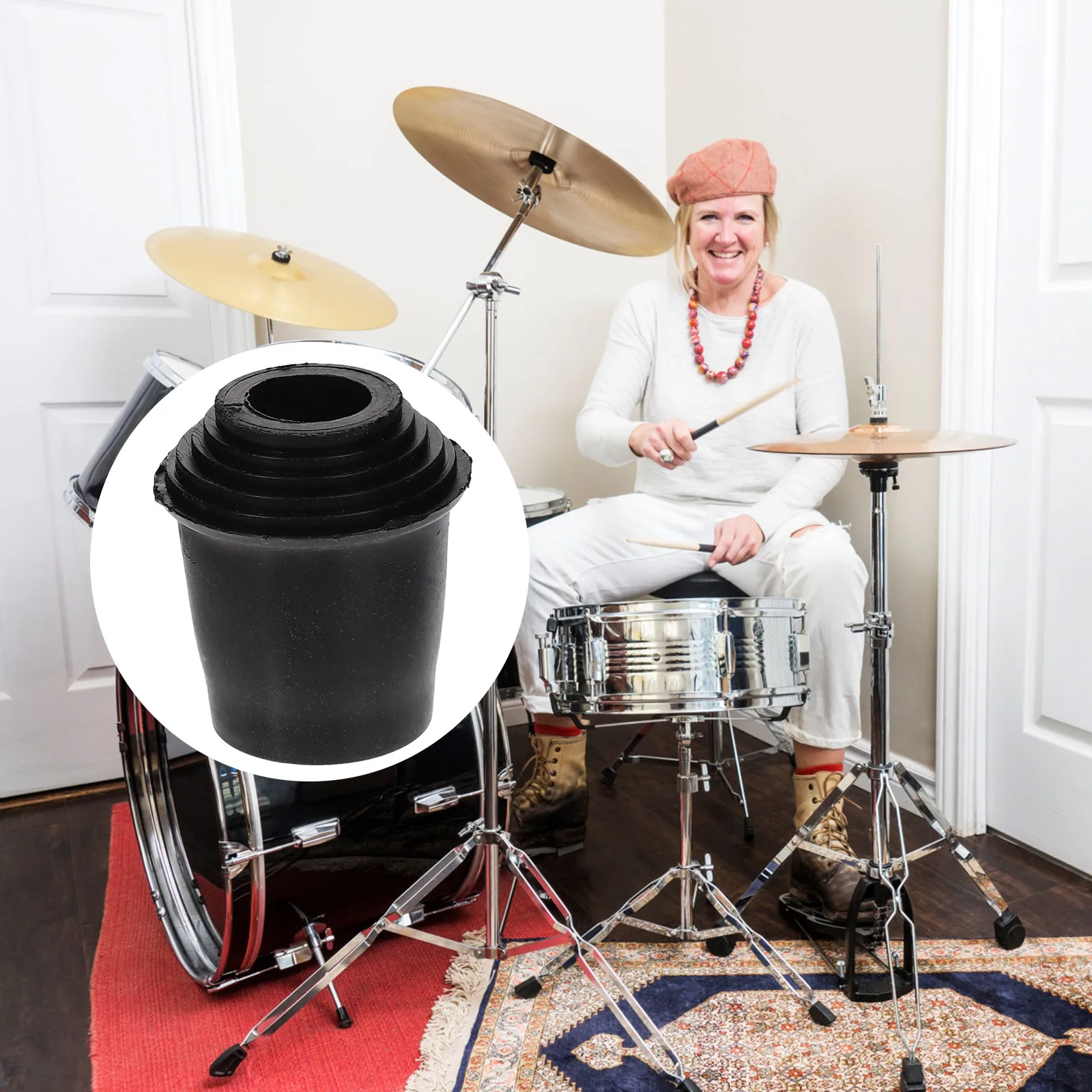 

10pcs Non-Slip Stand Sleeve Rubber Bass Drum Cushion Dirt Resistant Multi-Grained Design Premium Drum Support Accessory For