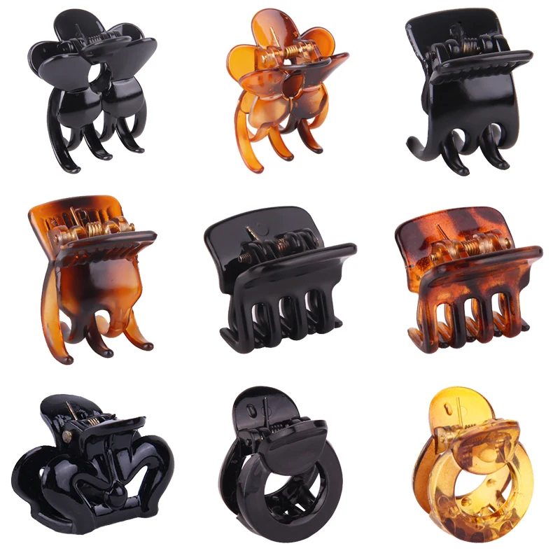 12pcs/lot Fashion Hair Claw Clips for Women Hair Accessories Black Hairclip Brown Crab Clip Girls Hairpins Headwear Party Gift