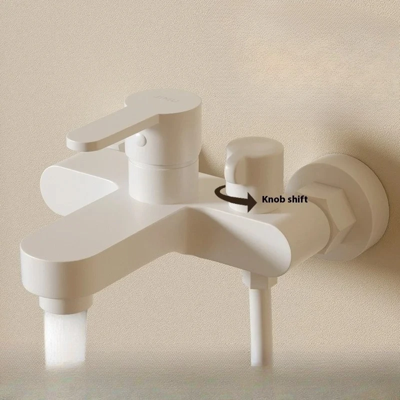 

Cream White 3-in-1 Tub Faucet Shower Mixer Cold/Hot Water High Pressure Easy Install Leak-Proof Durable