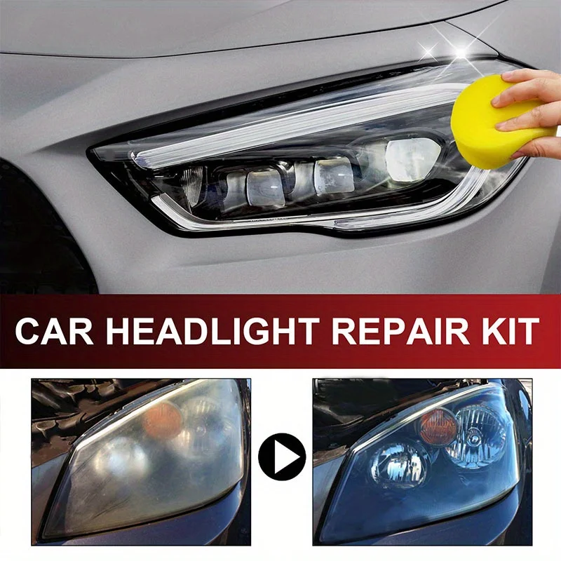 1 Set Headlight Repair Kit, Car Headlight Lampshade Scratches Stains Polishing Refurbishment Brightening Repair Fluid