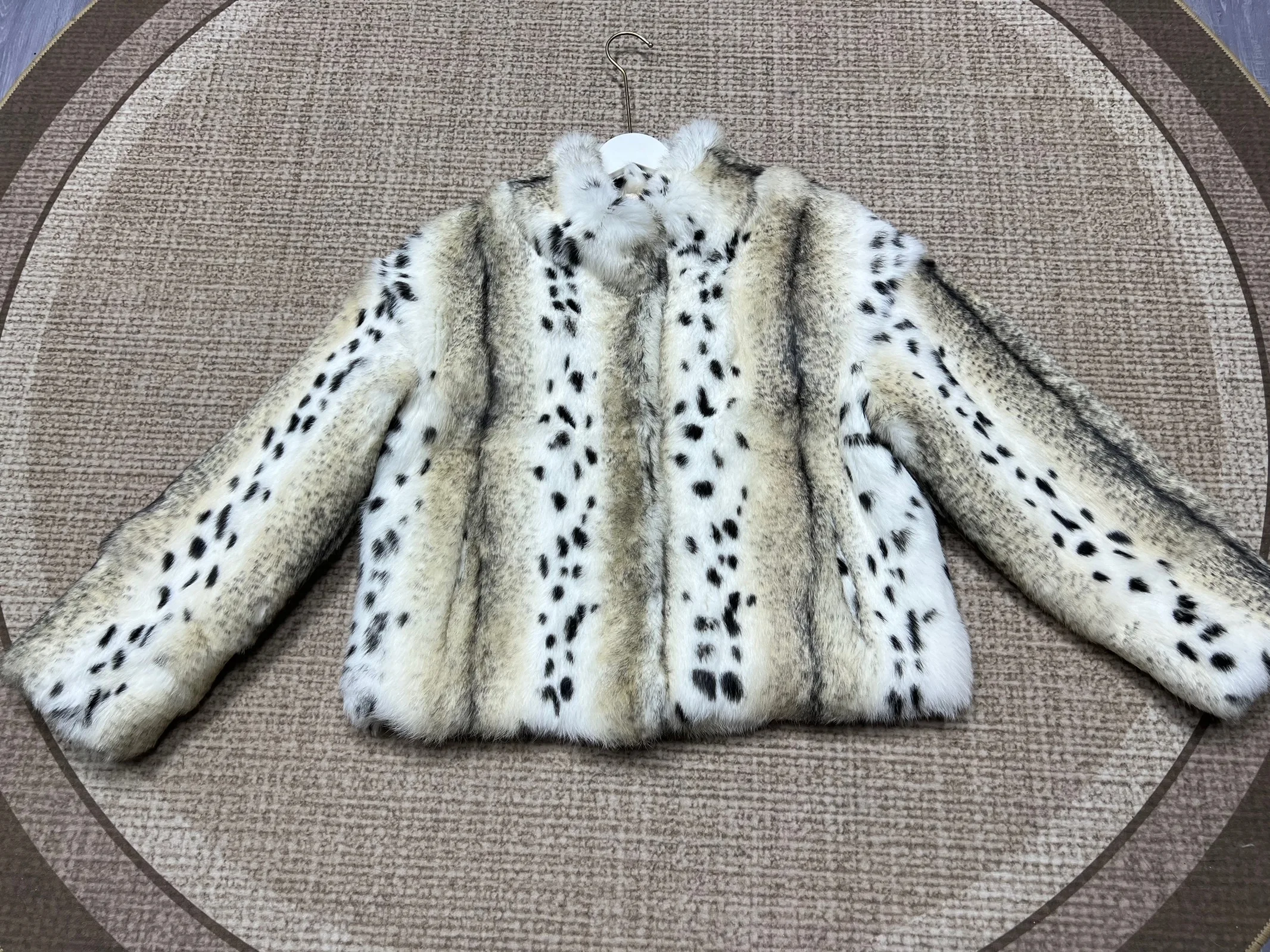 Women's Genuine Rabbit Fur Coat Stand Collar Luxury Winter Fur Outerwear