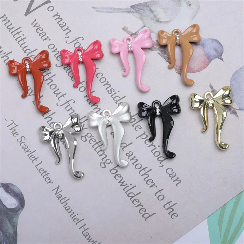 Wholesale 40pcs/lot color print cartoon bow shape bowknot alloy floating locket charms diy jewelry pendant accessory