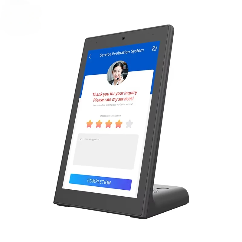 Free Standing Desktop L Shape Portrait Tablet 8 Inch Ips Touch Screen Pos Terminal Hotel Room Tablet With RJ45 Serial Port