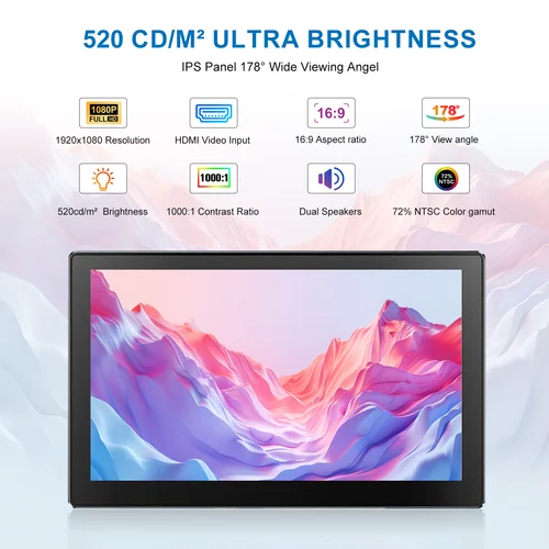 Imagen 2 del producto Unew Mini Monitor portátil de 5,7 pulgadas 1920x1080 60Hz pantalla tipo C USB HDMI pantalla para CCTV coche motocicleta ordenador