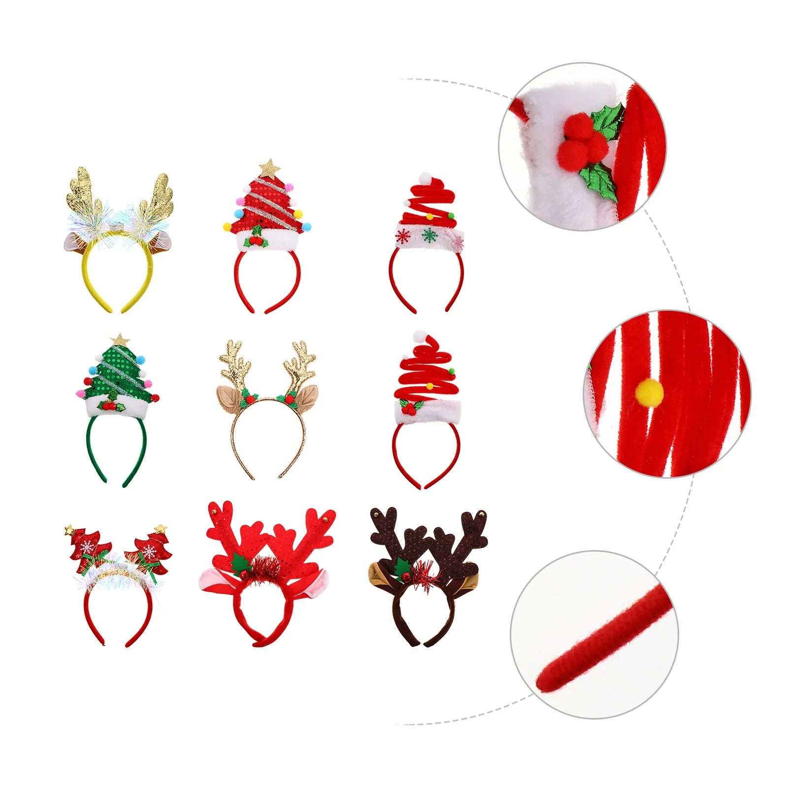 

9 pcs Christmas Hoop Headband For Adult Children Xmas Headdress Antler Hair Band Holiday Party Accessory Hair Styling Tool