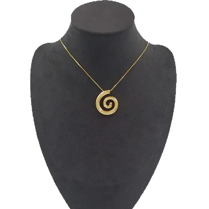 WT-JFN62 Circle Wrap Zircon Paved With 18k Gold Plated Pendant Fine 18Inch Chain Necklace For Women Sweater Accessory