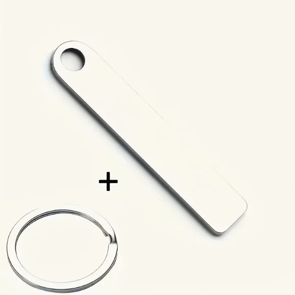 Blank Stainless Steel Bar Keychain, Custom Engravable Rectangle Tag Key Ring, DIY Personalized Gift for Men Women