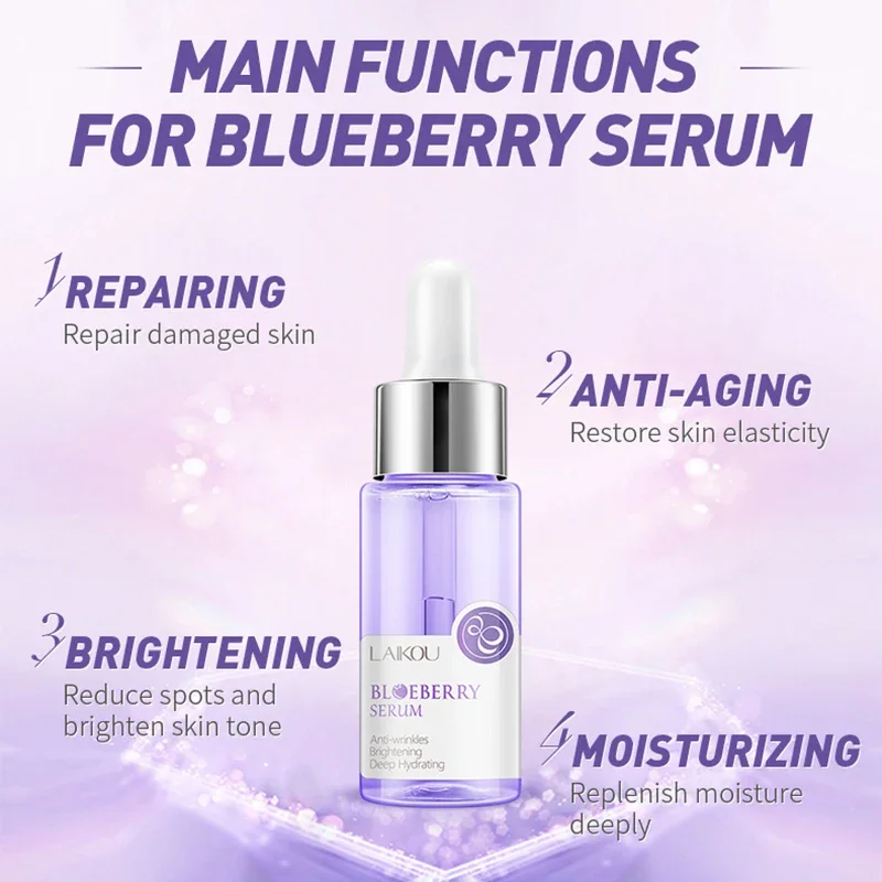 Blueberry Brighting Skin Face Essence Serum Anti Wrinkle Face Serum Shrink Pores Anti-Aging Moisturizing Dry Skin Care 17ml